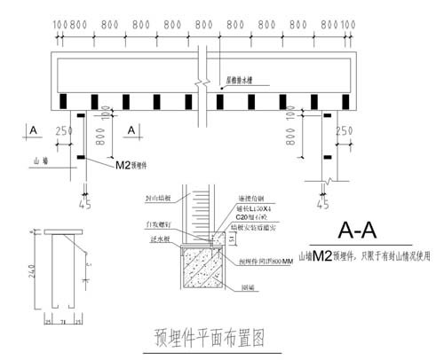 拱形屋頂預埋件平面布置圖